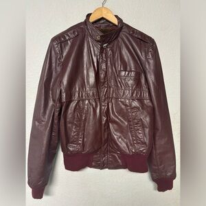 Vintage Gino Leather Red Leather‎ Bomber Jacket Size 42
